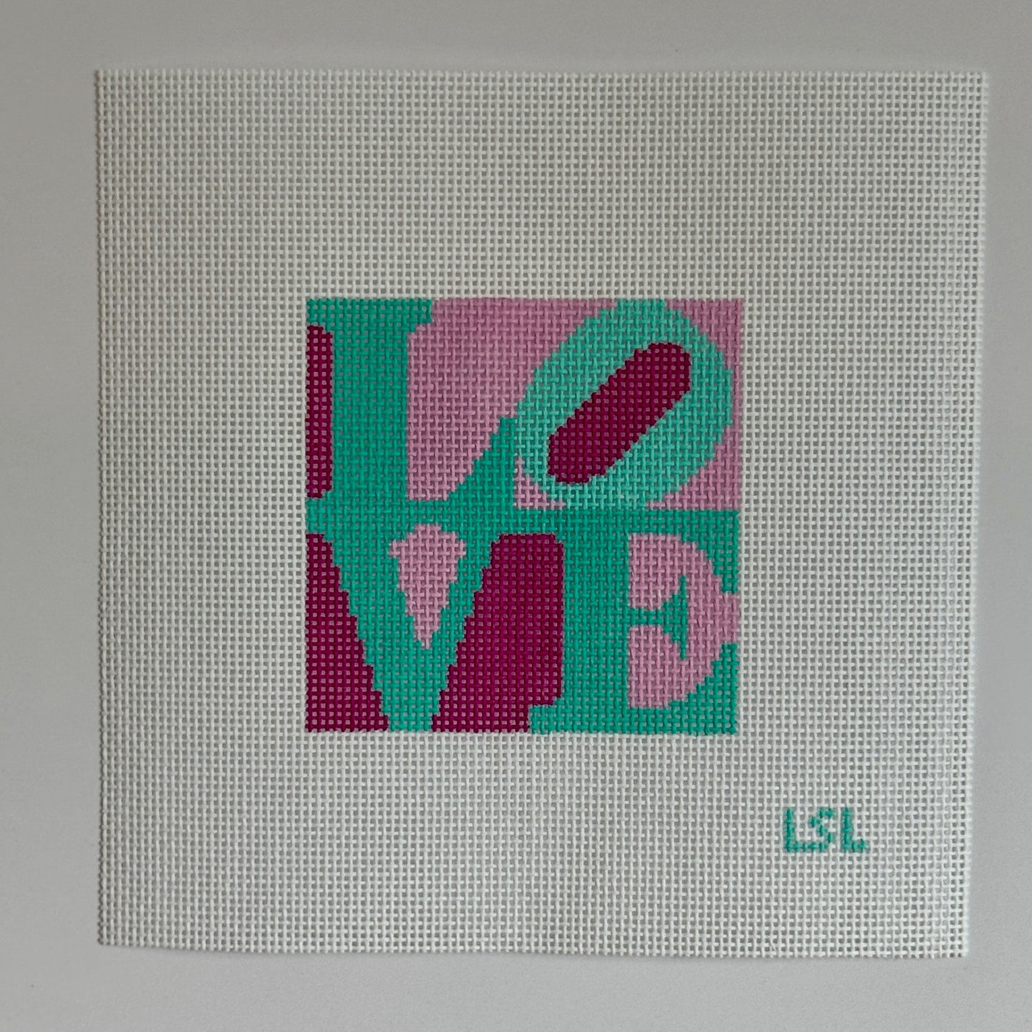 LOVE Ornament - pink + teal