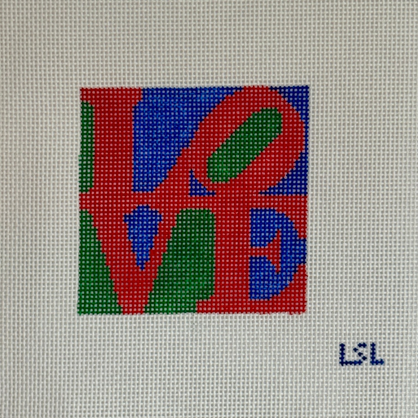 LOVE Ornament - red, blue, green