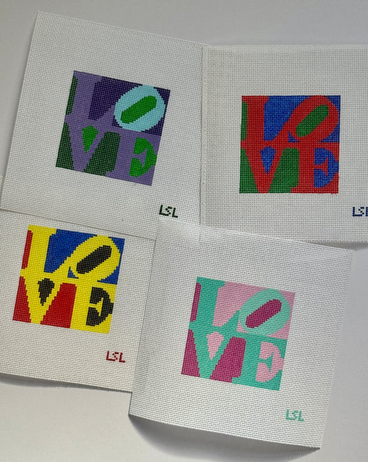 LOVE Ornament - pink + teal